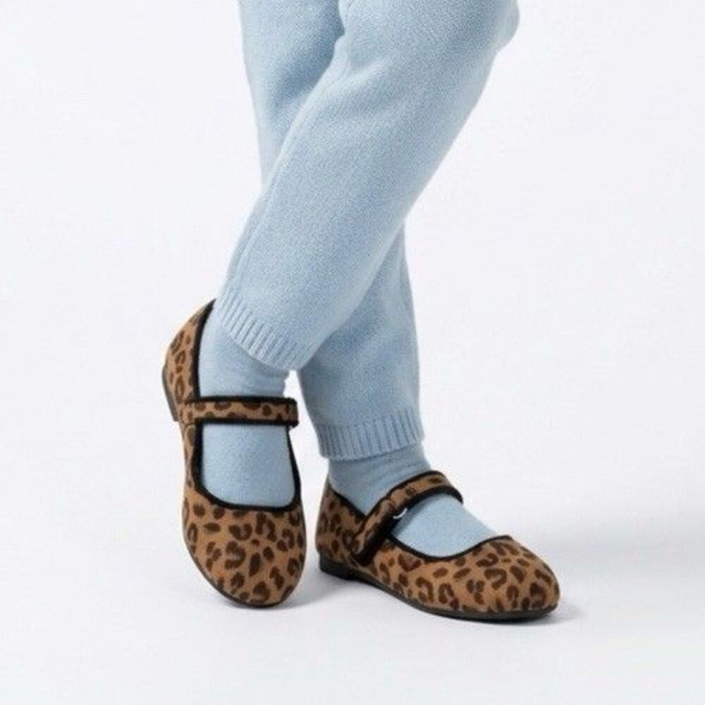 Cat & Jack Toddler Girl's Addy Leopard Print Ballet Flats Size 8 New